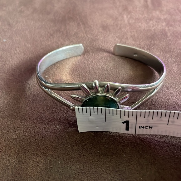 Sterling Silver Abalone Shell Sunburst Sun Cuff Bracelet Made in Mexico - Picture 7 of 8